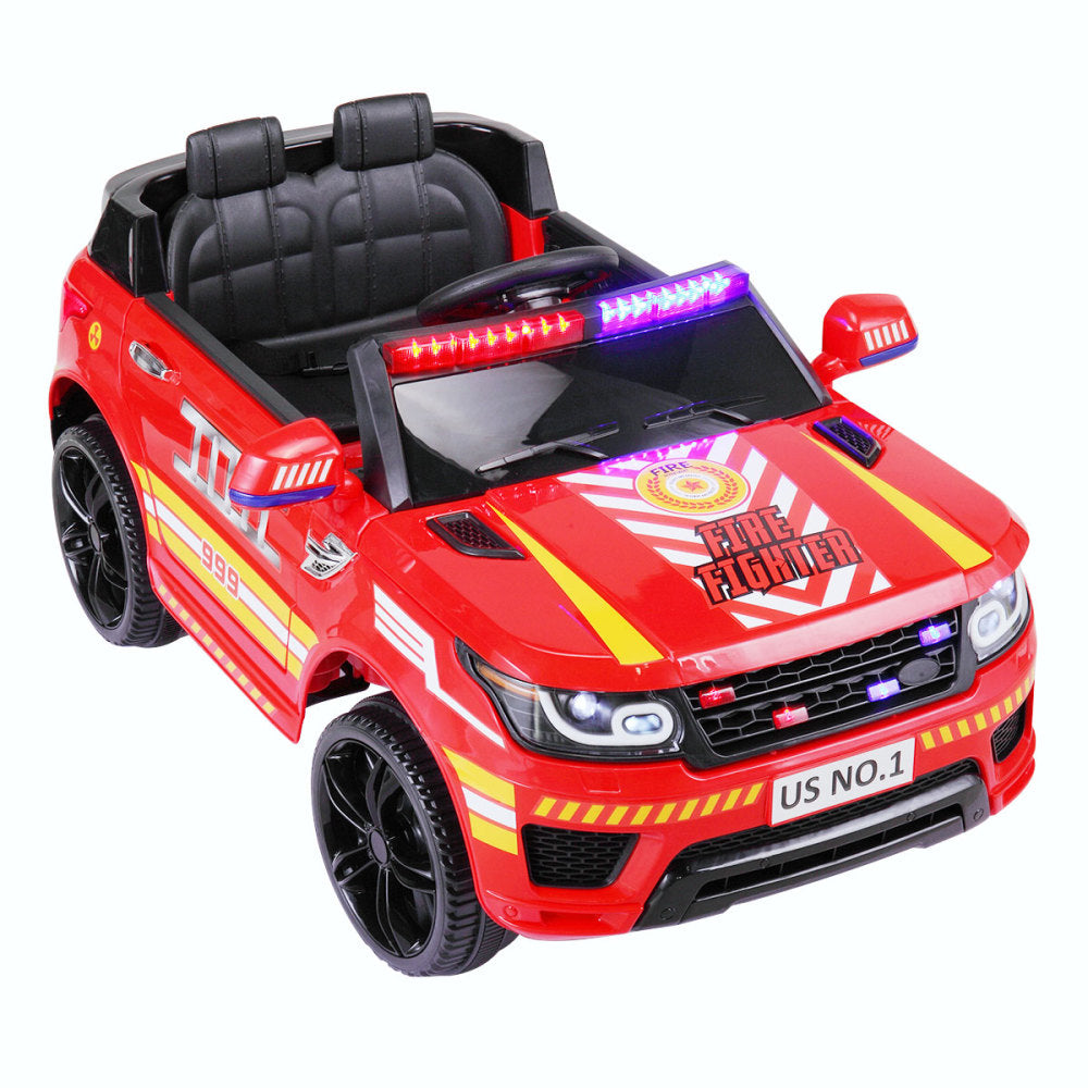 12V Kid Ride on Police Car with Parental Remote Control, Battery Powered Electric Truck with Siren, Flashing Lights, Music, Spring Suspension, Red