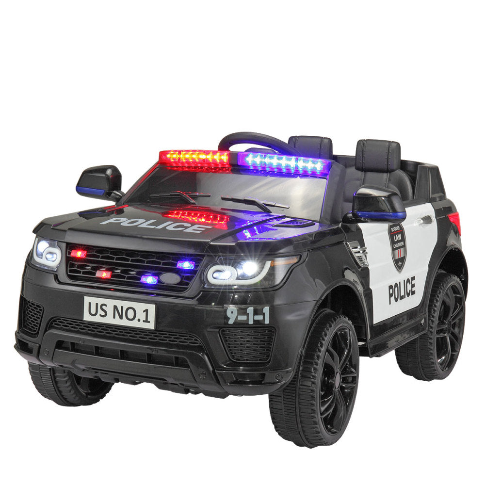 12V Kids Ride On SUV Cop Car with Remote Control, Siren Sounds Alarming Lights, Music Story - Rose Red