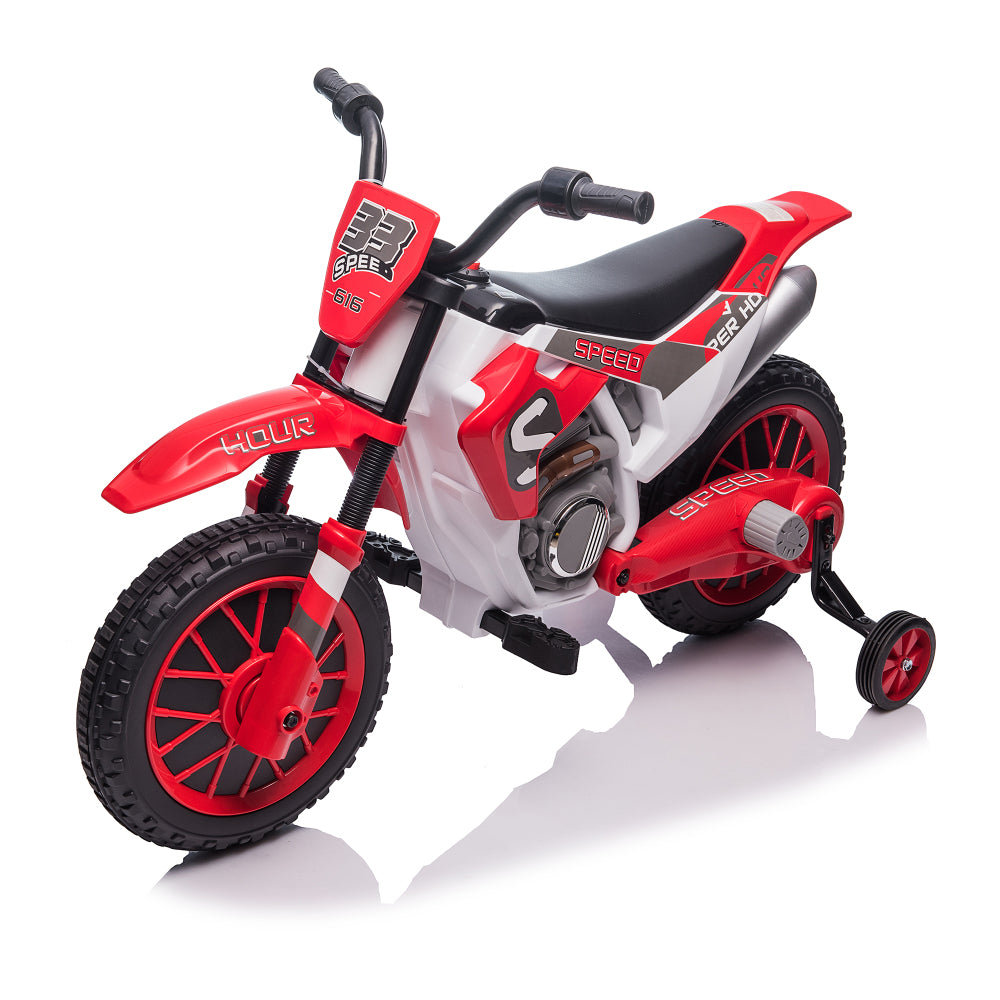 12V Kids Ride on Toy Motorcycle, Electric Motor Toy Bike with Training Wheels for Kids 3-6, Rose Red