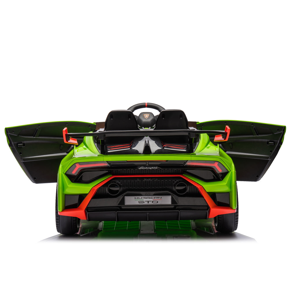 Lamborghini Huracan Sto 24V Kids Electric Ride-On Drift Car: Speeds 1.86-5.59 MPH, Ages 3-8, Foam Front Wheels, 360° Spin, LED Lights, Dynamic Music, Early Learning, USB Port, Drift Feature