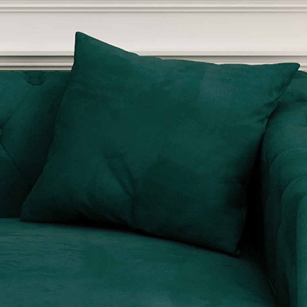 Sofa with Style: 83" Green Velvet Triple Sofa Includes 2 Comfy Pillows, Perfectly Suited for Small Spaces