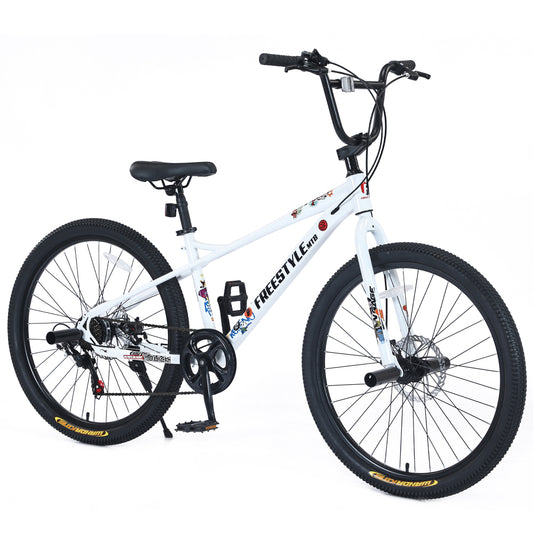 Freestyle Kids Bike Double Disc Brakes 26 Inch Children's Bicycle for Boys Girls Age 12+ Years