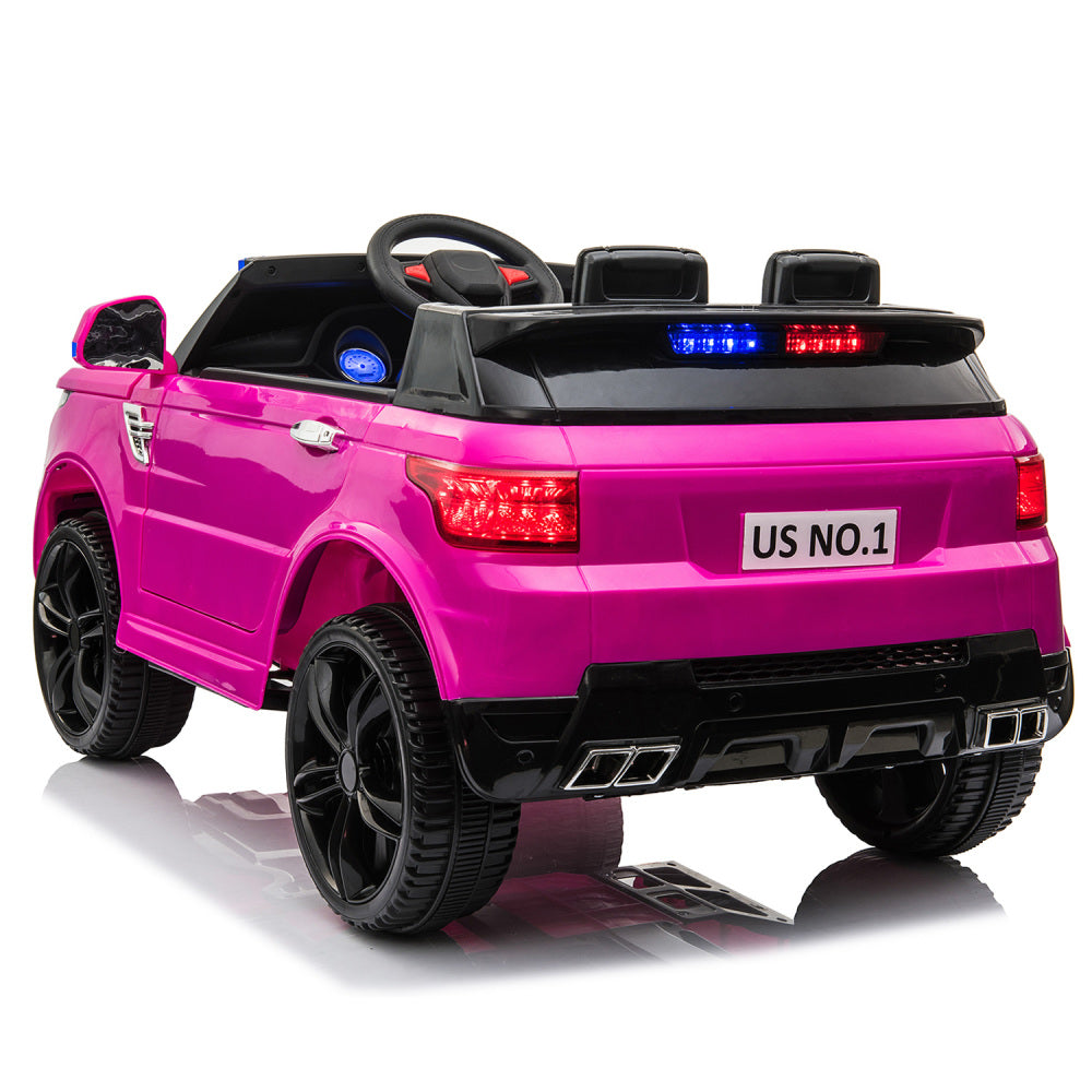 12V Kids Ride On SUV Cop Car with Remote Control, Siren Sounds Alarming Lights, Music Story - Rose Red