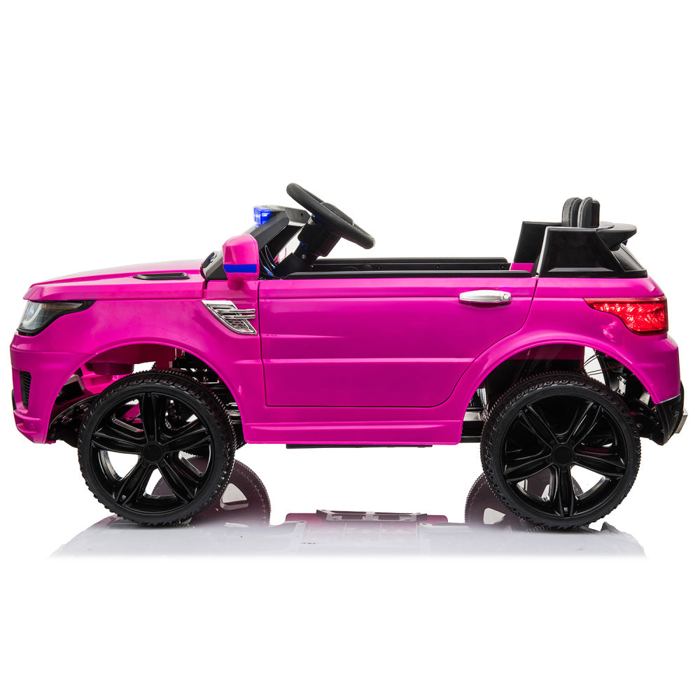 12V Kids Ride On SUV Cop Car with Remote Control, Siren Sounds Alarming Lights, Music Story - Rose Red