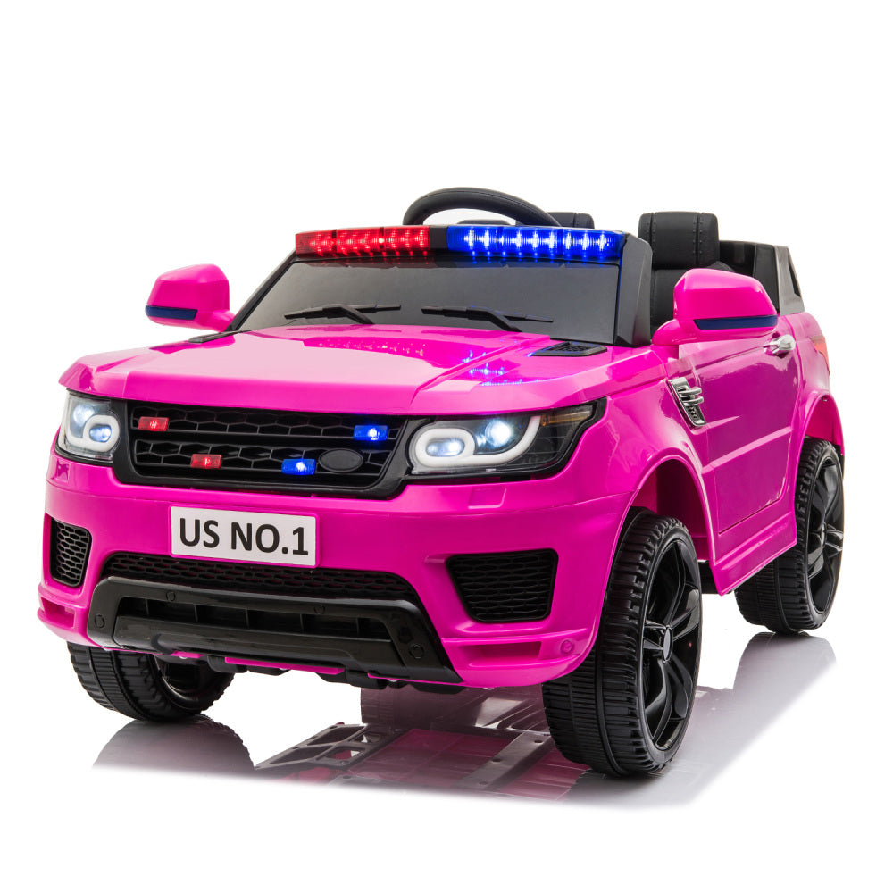 12V Kid Ride on Police Car with Parental Remote Control, Battery Powered Electric Truck with Siren, Flashing Lights,Music, Spring Suspension, Black