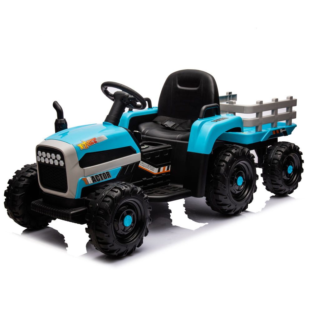 Ride on Tractor2.0 with Trailer,24V Battery Powered Electric Tractor Toy, 200w*2motor 1.86-4.97MPH/Remote Control,electric car for kids,Three speed adjustable,USB,MP3 ,Bluetooth,LED light, safety belt