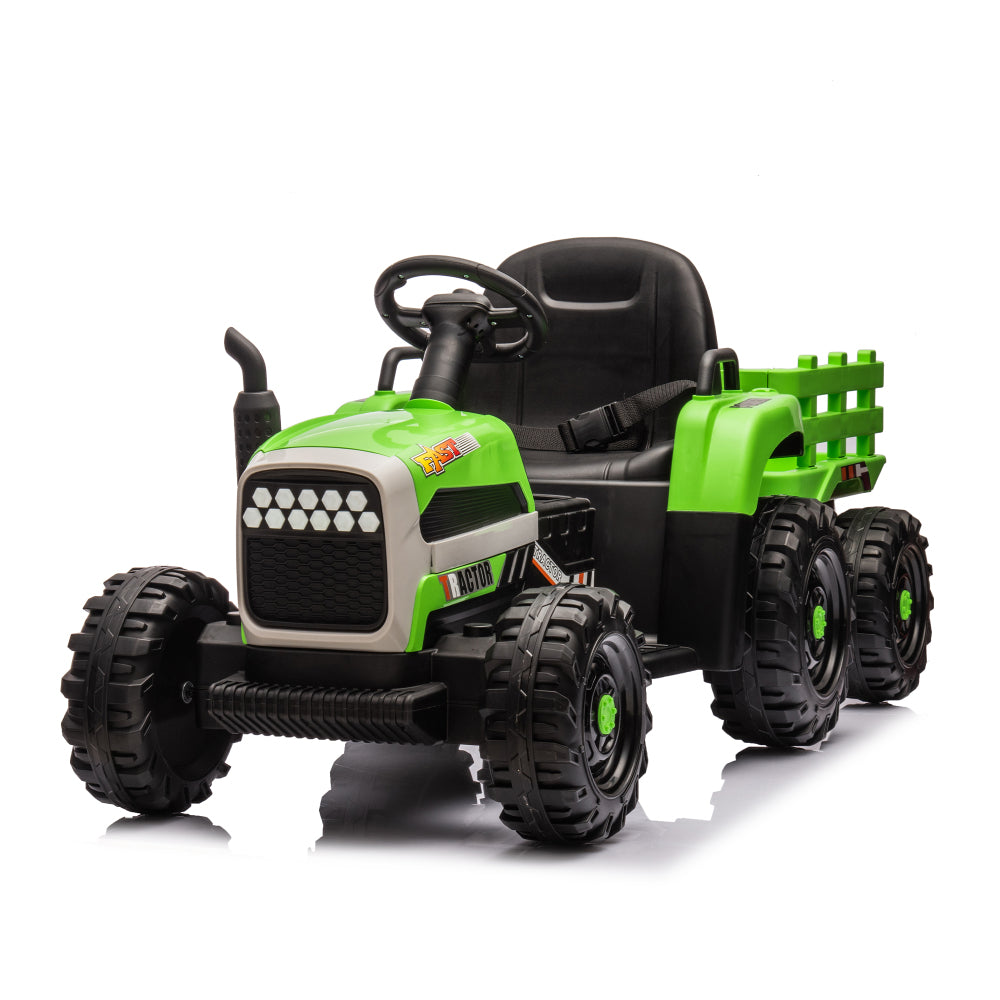 Ride on Tractor2.0 with Trailer,24V Battery Powered Electric Tractor Toy, 200w*2motor 1.86-4.97MPH/Remote Control,electric car for kids,Three speed adjustable,USB,MP3 ,Bluetooth,LED light, safety belt