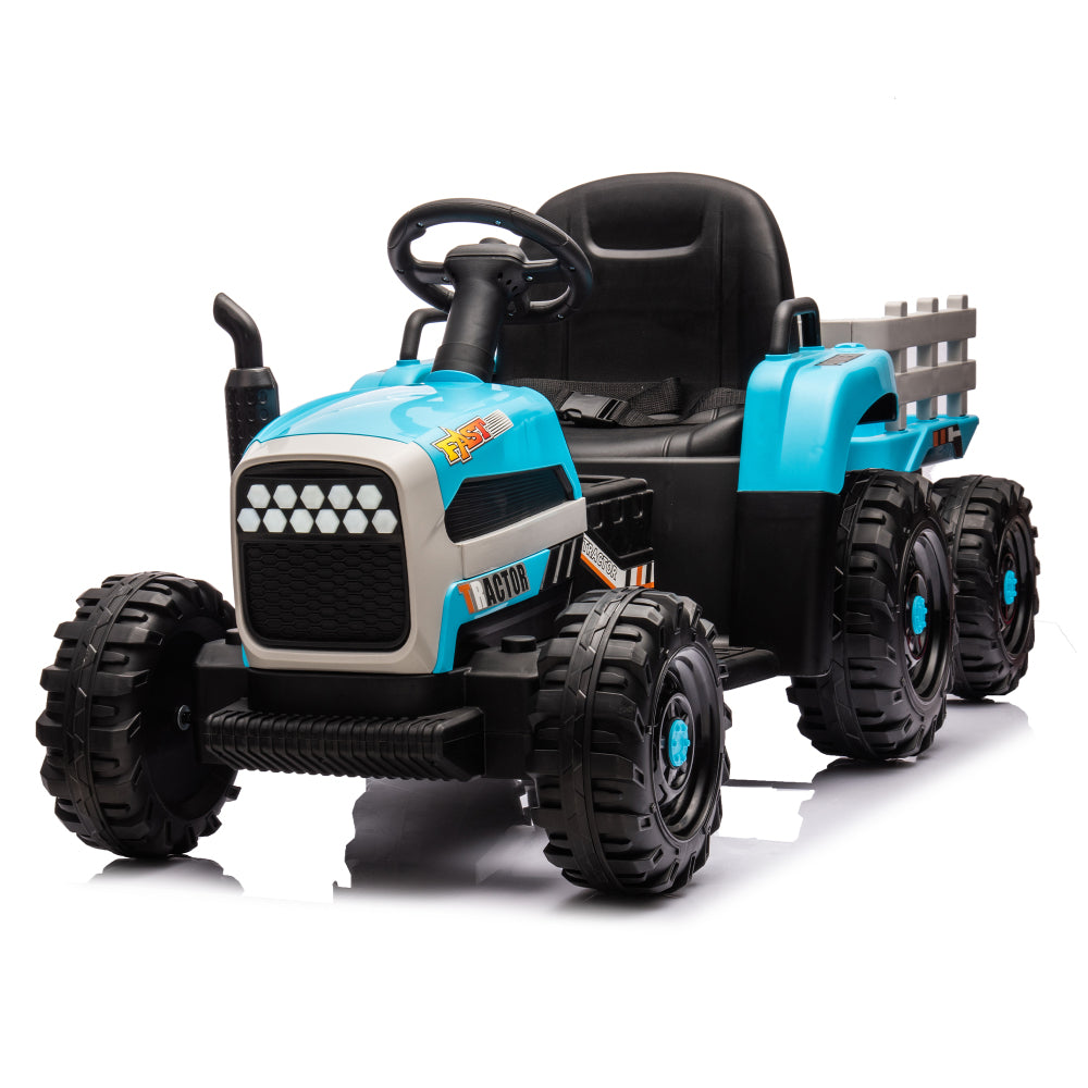 Ride on Tractor2.0 with Trailer,24V Battery Powered Electric Tractor Toy, 200w*2motor 1.86-4.97MPH/Remote Control,electric car for kids,Three speed adjustable,USB,MP3 ,Bluetooth,LED light, safety belt