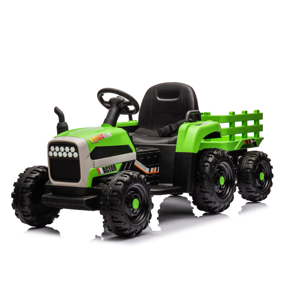 Ride on Tractor2.0 with Trailer,24V Battery Powered Electric Tractor Toy, 200w*2motor 1.86-4.97MPH/Remote Control,electric car for kids,Three speed adjustable,USB,MP3 ,Bluetooth,LED light, safety belt