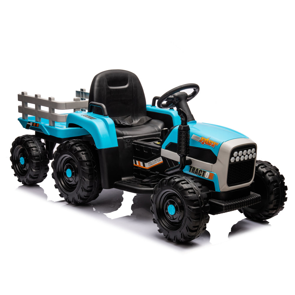 Ride on Tractor2.0 with Trailer,24V Battery Powered Electric Tractor Toy, 200w*2motor 1.86-4.97MPH/Remote Control,electric car for kids,Three speed adjustable,USB,MP3 ,Bluetooth,LED light, safety belt