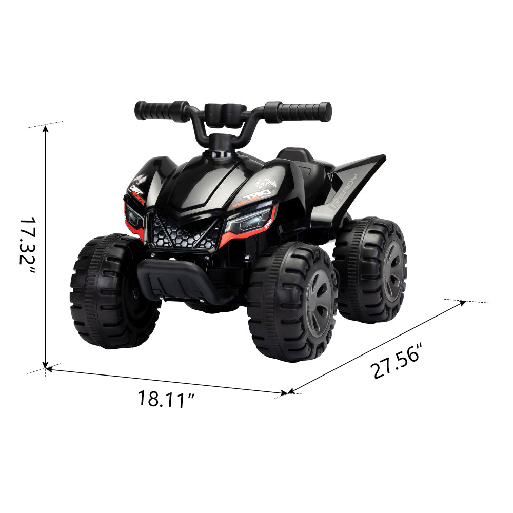 Kids Ride-on ATV, 6V Battery Powered Electric Quad Car with Music, LED Lights and Spray Device, 4 Wheeled Ride-on Toy for Toddlers Age 3-5, Black