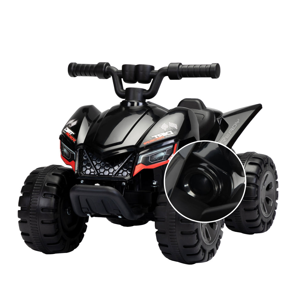 Kids Ride-on ATV, 6V Battery Powered Electric Quad Car with Music, LED Lights and Spray Device, 4 Wheeled Ride-on Toy for Toddlers Age 3-5, Black