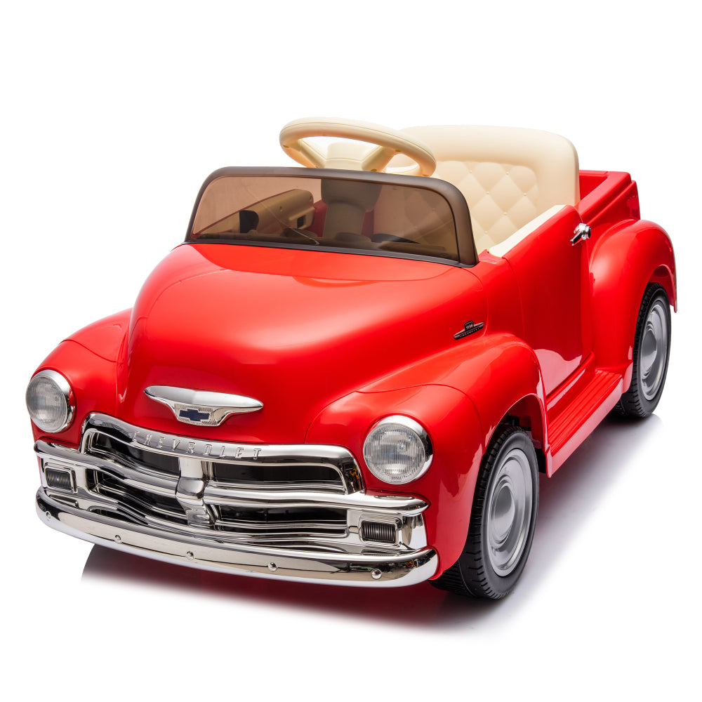 12V Kids Ride On truck car w/parents control, Licensed Chevrolet 3100 pickup,electric car for kid,Vintage modeling,3 speeds,LED Lights,Bluetooth,USB,High-power up to 3.11 MPH,age 3+