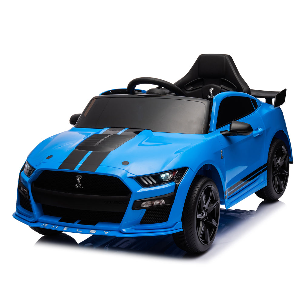 12V Ford Mustang Shelby GT500 ride on car with Remote Control 3 Speeds, Electric Vehicle Toy for Kid,LED Lights, Radio, AUX/USB MP3 Music,safe belt,Age3+