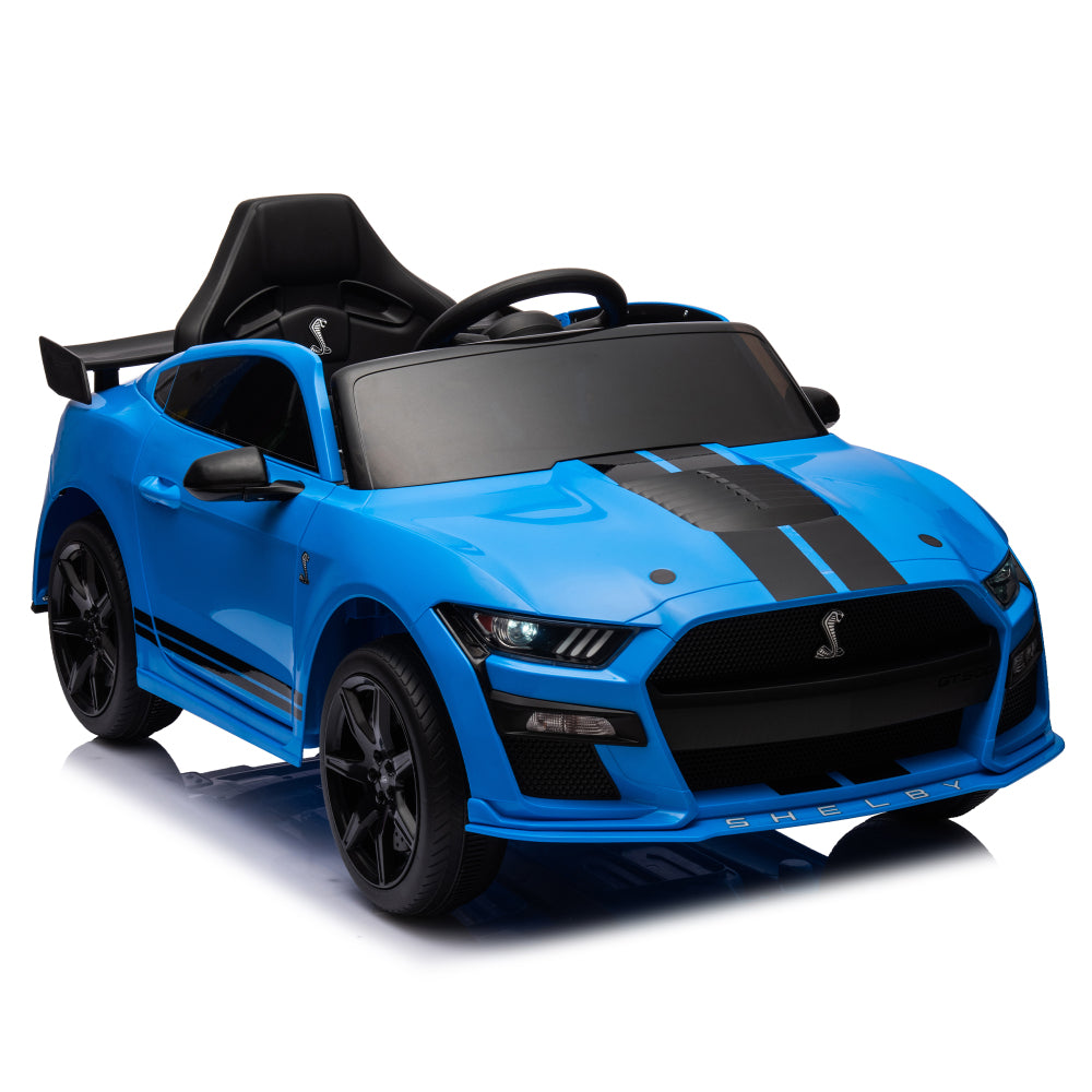 12V Ford Mustang Shelby GT500 ride on car with Remote Control 3 Speeds, Electric Vehicle Toy for Kid,LED Lights, Radio, AUX/USB MP3 Music,safe belt,Age3+