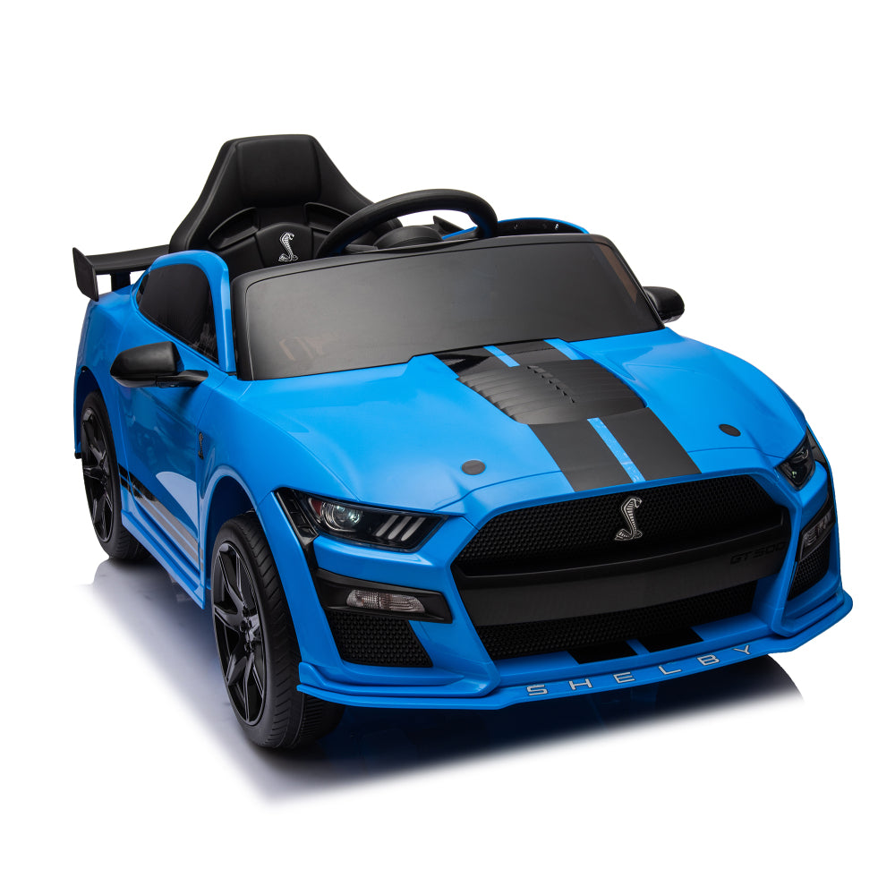 12V Ford Mustang Shelby GT500 ride on car with Remote Control 3 Speeds, Electric Vehicle Toy for Kid,LED Lights, Radio, AUX/USB MP3 Music,safe belt,Age3+