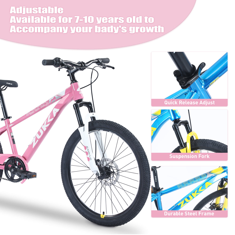 ZUKKA Mountain Bike,20 Inch MTB for Boys and Girls Age 7-10 Years,Multiple Colors