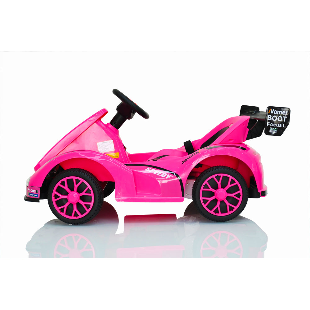 Electric Go Kart, 12V Battery Powered  Ride On  Car w/Remote Control, Safety Belt, Slow Start, Music, 4 Wheel Electric Vehicle for Kids, Gift for Boys Girls