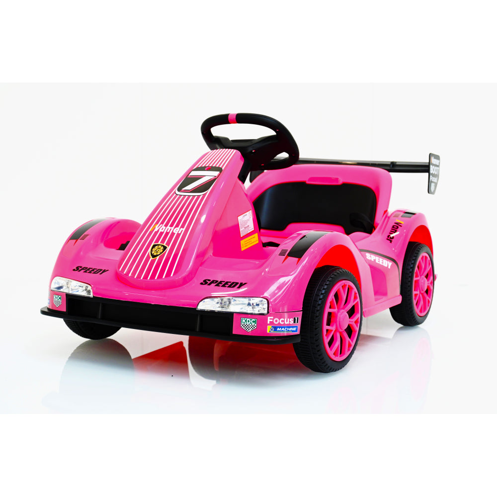 Electric Go Kart, 12V Battery Powered  Ride On  Car w/Remote Control, Safety Belt, Slow Start, Music, 4 Wheel Electric Vehicle for Kids, Gift for Boys Girls