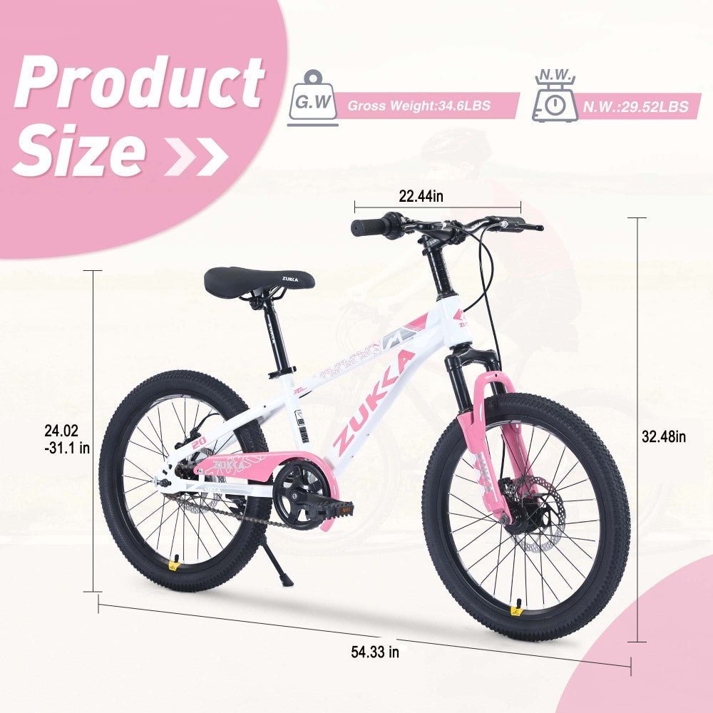 ZUKKA Mountain Bike,20 Inch MTB for Boys and Girls Age 7-10 Years,Multiple Colors