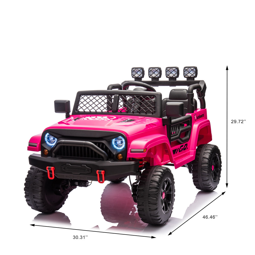 Pink,24V 2 Seater Ride On Truck Car, 4WD motors, with 2.4G Remote Control,Metal Suspension,Soft Start,Music, LED Light,Outdoor/Off road/Electric Car,Toys Gifts