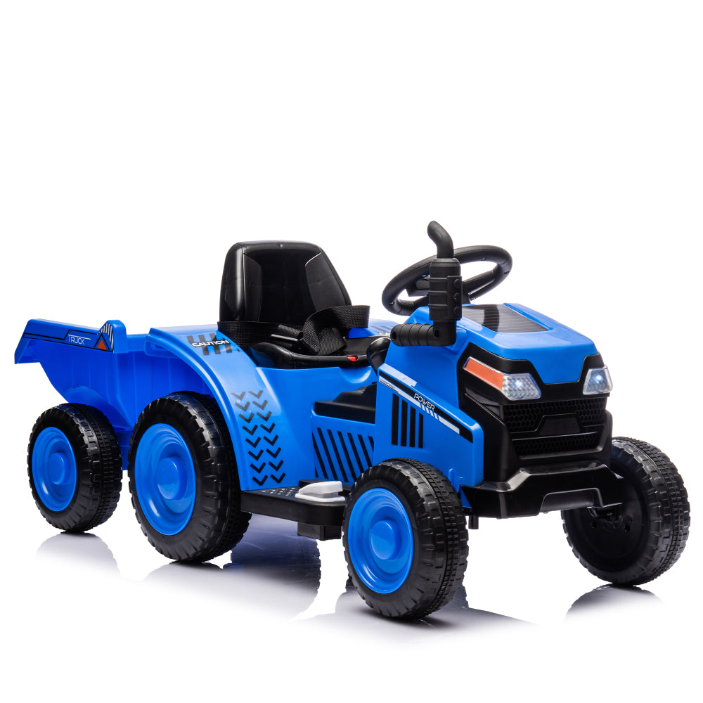 12V Kids Ride On Electric Tractor Black Knight,Kids Ride On Toy.2WD,Non-skid tires, steering wheel, foot pedal,With Removable storage tug,Light,Bluetooth,Music,MP3,USB,Power Display For Kids Aged 2-3.