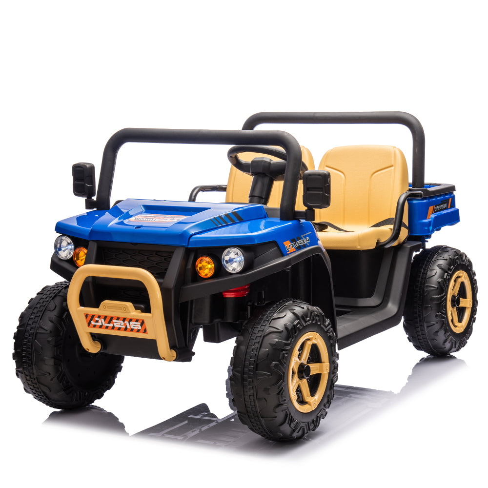 24V XXXL Kids Ride On UTV W/Parents Remote Control,Two-seater,Automatic tipping bucket,Rear wheel suspension,Slow start,Portable handle,Safety Belt,LED light,USB,MP3,Bluetooth,Horn for Kids Aged 3-8.