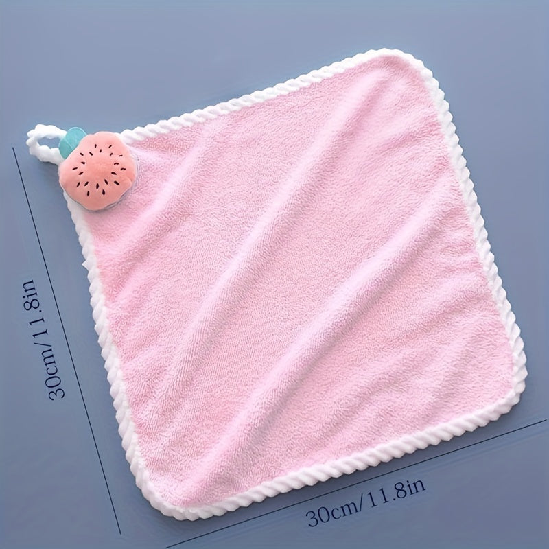 Cute Cartoon Hangable Hand Towels, Super Absorbent Soft Coral Velvet Towels