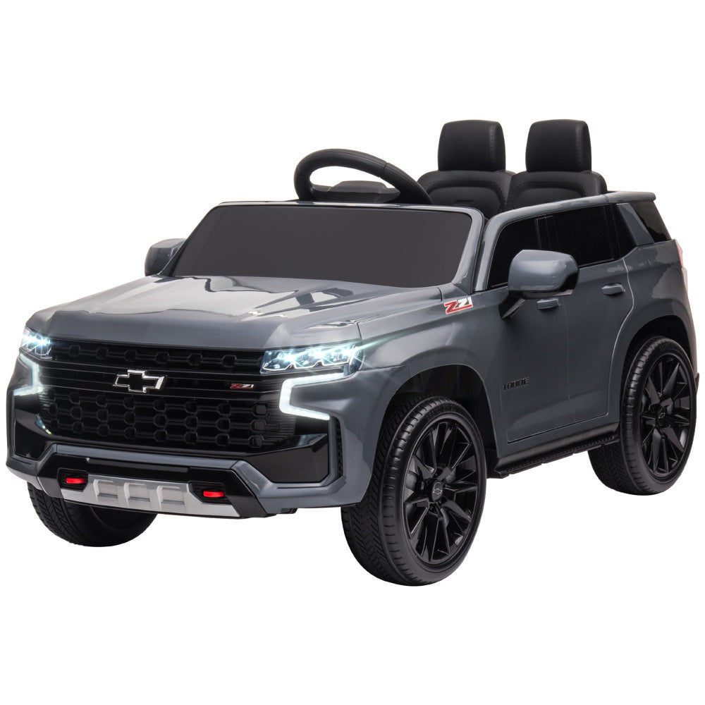 Aosom Chevrolet TAHOE Licensed Kids Ride on Car, 12V Battery Powered Kids Electric Car with Remote Control, Music, Lights, Horn, Suspension for 3-6 Years Old, Gray