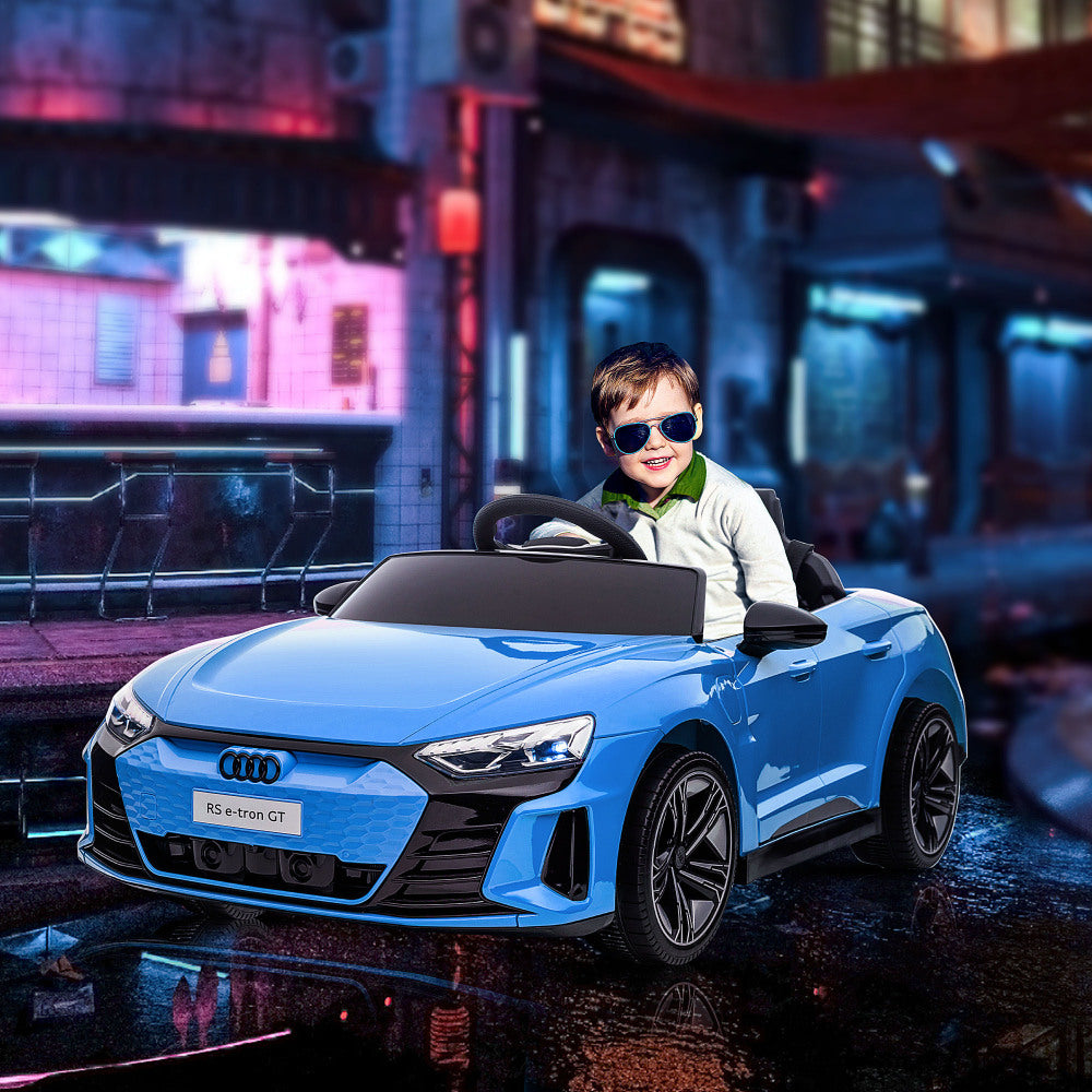 Aosom Kids Ride on Car, 12V Licensed Audi RS E-tron GT 3.1 MPH Electric Car for Kids, Ride-on Toy for Boys and Girls with Remote Control, 4 Wheels with Suspension, Horn, Music, Lights, Blue