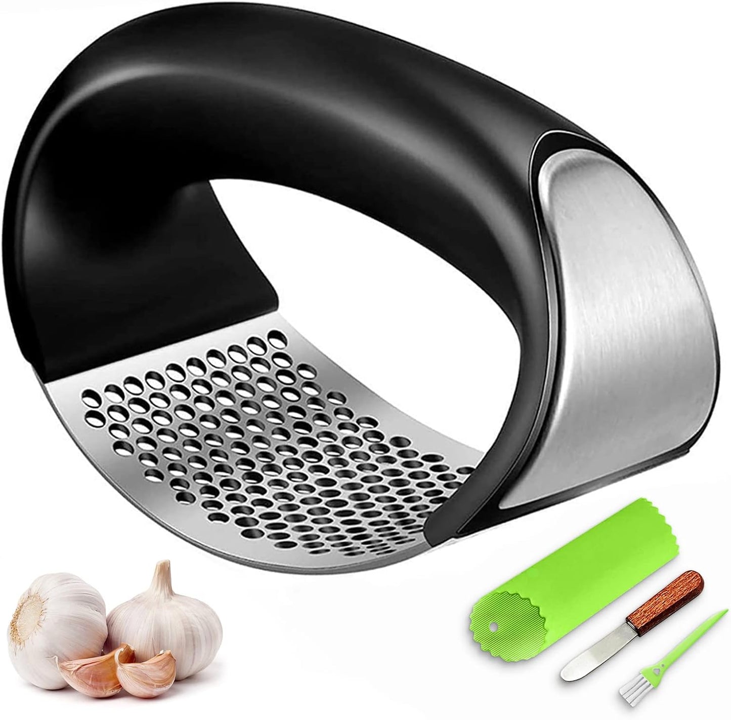 Stainless Steel Garlic Press Manual Ring Garlic Masher