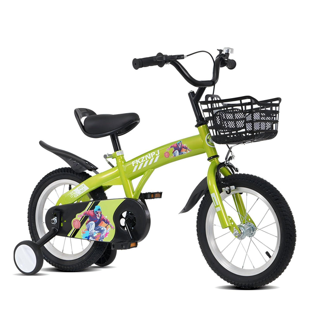 FKZNPJ 16 inch sporty kids bike with training wheels and stand Adjustable saddle Suitable for boys and girls aged 4-8 years tall Height 41-46 inches Available in a variety of colors