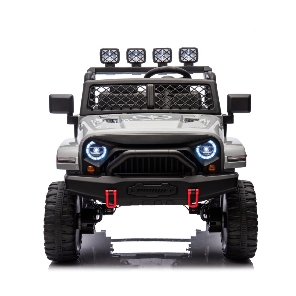 Black,24V 2 Seater Ride On Truck Car, 4WD motors, with 2.4G Remote Control,Metal Suspension,Soft Start,Music, LED Light,Outdoor/Off road/Electric Car,Toys Gifts