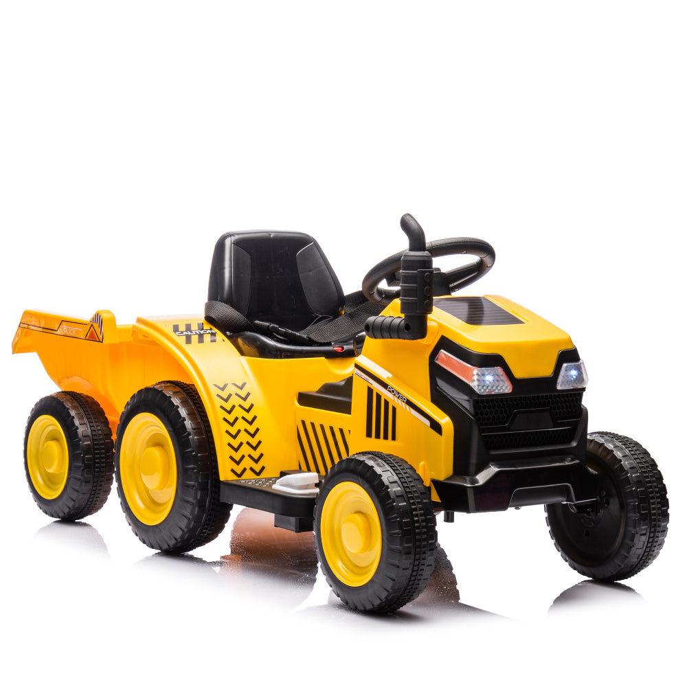 12V Kids Ride On Electric Tractor Black Knight,Kids Ride On Toy.2WD,Non-skid tires, steering wheel, foot pedal,With Removable storage tug,Light,Bluetooth,Music,MP3,USB,Power Display For Kids Aged 2-3.