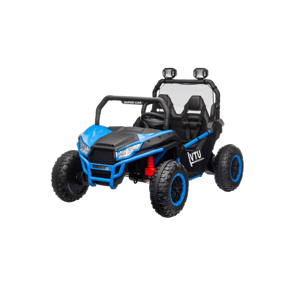 24 Volt Ride on Toys with Remote, Metal Frame Electric Powered off-Road UTV with 2 XL Seater, 4x200W 5MPH Max, 4WD/2WD Switchable, 3 Speeds, Bluetooth, Storage,black