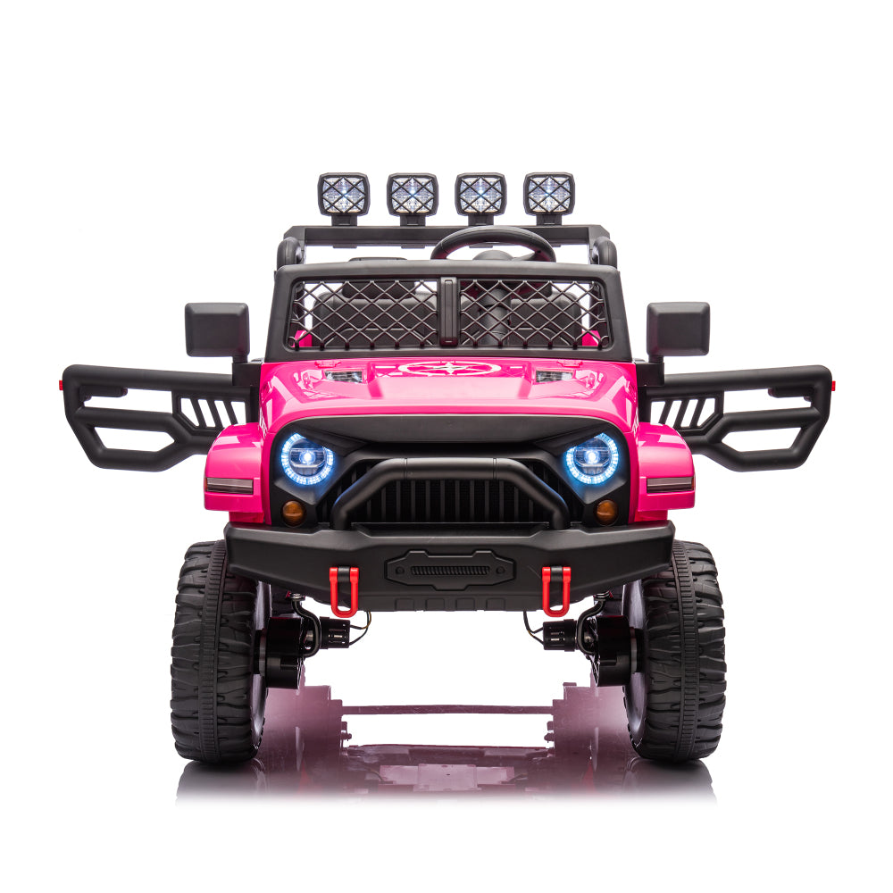 Pink,24V 2 Seater Ride On Truck Car, 4WD motors, with 2.4G Remote Control,Metal Suspension,Soft Start,Music, LED Light,Outdoor/Off road/Electric Car,Toys Gifts