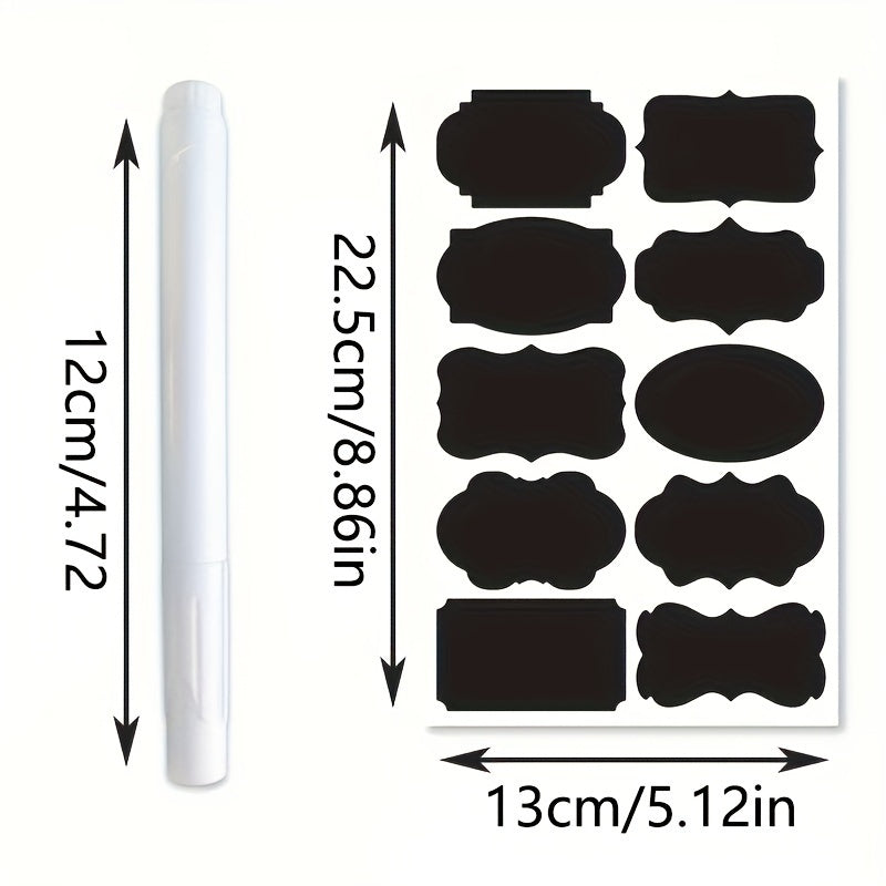 Universal Erasable PVC Black Waterproof Labels and a White Pen