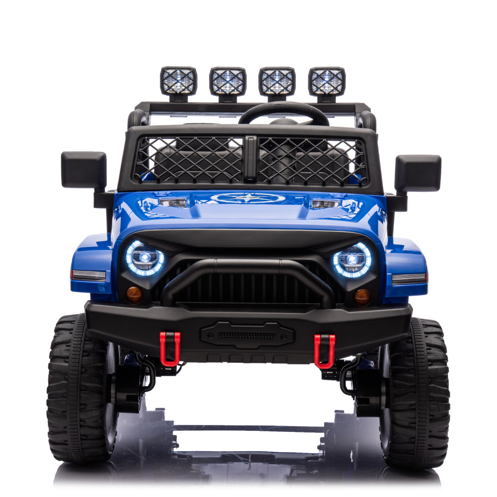 Black,24V 2 Seater Ride On Truck Car, 4WD motors, with 2.4G Remote Control,Metal Suspension,Soft Start,Music, LED Light,Outdoor/Off road/Electric Car,Toys Gifts