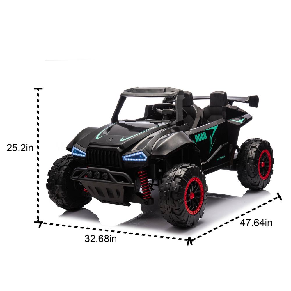 24V Two-seater Kids Ride On Electric Car W/Parents Control,Seat width 20.47in,2WD,Four-wheel suspension,The police car with a megaphone,Power display,Bluetooth,MP3,USB/TF,Music,LED Lights for Kids.