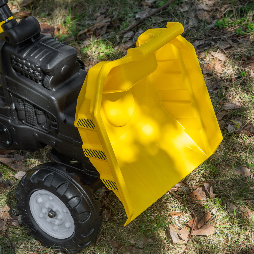 Aosom Ride On Excavator with Manual Control Bucket, No Power Ride on Tractor Pedal Car Pretend Play with Forward Backward, for Aged 3-6 Years Old, Yellow