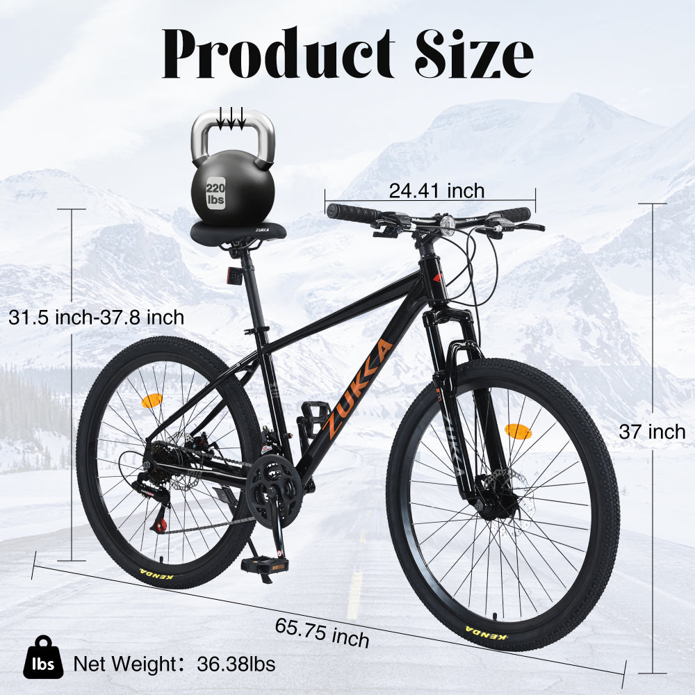 Mountain Bike for Men and Women 26 inch 24 Speed Suspension Fork KENDA Tires