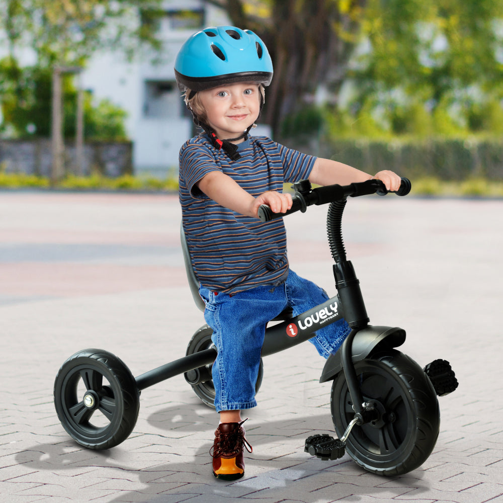 Qaba 3-Wheel Recreation Ride-On Toddler Tricycle With Bell Indoor / Outdoor  - Black