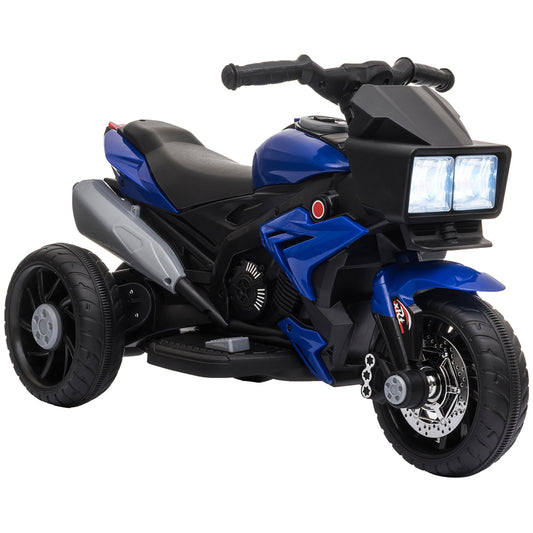 Aosom 6V Kids Motorcycle Toddler Ride-on Toy, High-Traction Battery-Operated Mini Electric Motorbike with Forward/Reverse Switch, Music, Headlights, Horn, Blue