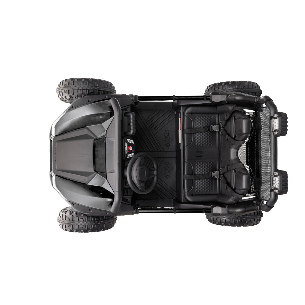 24 Volt Ride on Toys with Remote, Metal Frame Electric Powered off-Road UTV with 2 XL Seater, 4x200W 5MPH Max, 4WD/2WD Switchable, 3 Speeds, Bluetooth, Storage,black