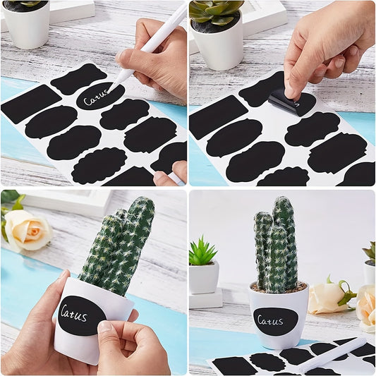 Universal Erasable PVC Black Waterproof Labels and a White Pen