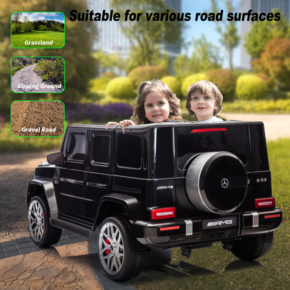 24V 2-Seater Kids Ride on Car Licensed Mercedes-Benz G63 Powerful 4WD for Kids Ages 3-8, with 7AH Big Battery, Remote Control, Soft Braking, 4-Wheel Suspension, LED Headlight & Music,Black