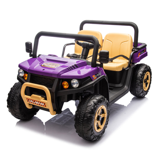 24V XXXL Kids Ride On UTV W/Parents Remote Control,Two-seater,Automatic tipping bucket,Rear wheel suspension,Slow start,Portable handle,Safety Belt,LED light,USB,MP3,Bluetooth,Horn for Kids Aged 3-8.