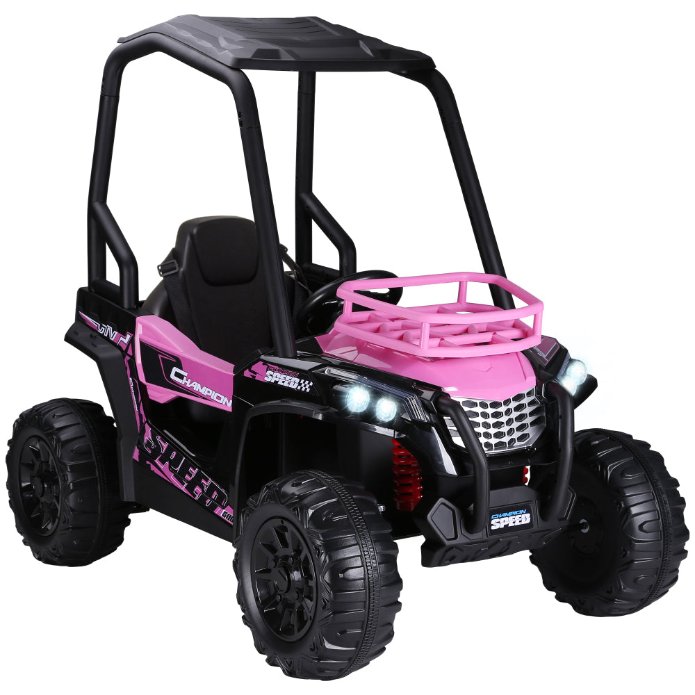 Aosom 12V Kids UTV, Battery Powered Electric Ride on Car with Music, Lights, MP3/USB, Suspension System & Remote Control, Toy Vehicle for Boys and Girls, Pink