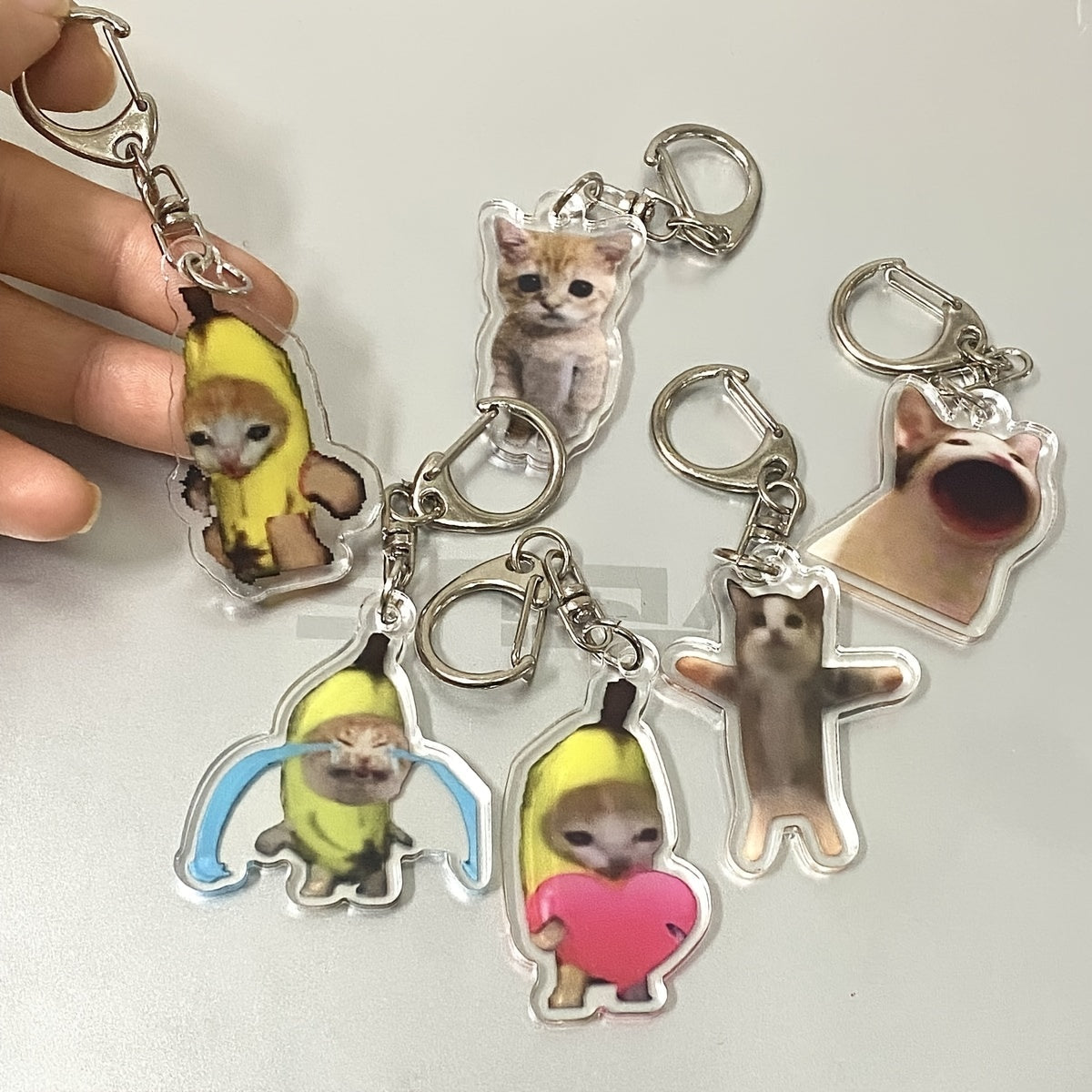 Poor Cat Keychain - Creative Keyring for Backpacks & Bags, Charming Pendant Charms, Ideal Birthday Gifts & Party Favors