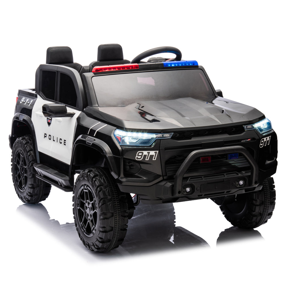 24V Two-seater Kids Ride On Electric Pickup,kids ride on toy W/parents remote control,4WD 800W motors,Two Safety Belts,High Gate Safety Design,Top warning light, Speed 2.49-3.73MPH for kids aged 3+.